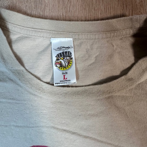 Ed Hardy Christian Audigier Bulldog USMC Graphic T Shirt Tan Large - Picture 4 of 10